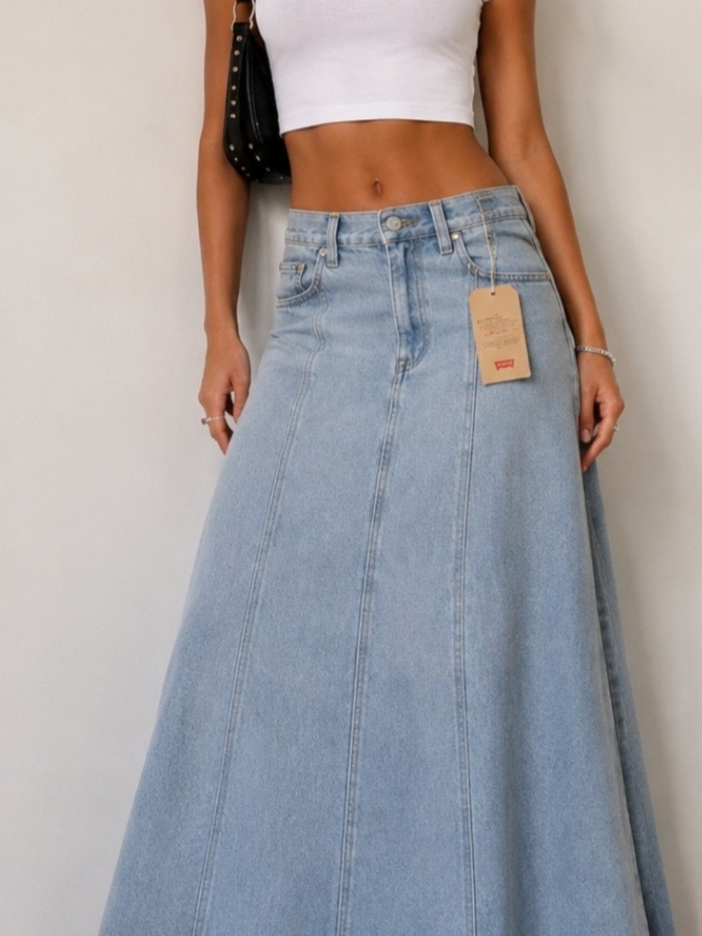 NWT Levi's Light Wash Boho, Cowgirl, Y2k Denim Maxi Skirt